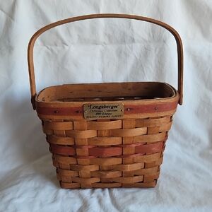 Longaberger 1989 Vintsge Christmas Collection Basket - Brown and Red